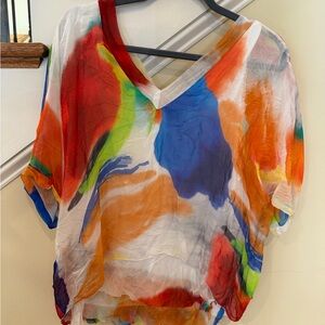 Vibrant Multicolor V-Neck Women's Blouse
